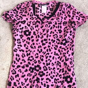 HeartSoul pink leopard scrub top